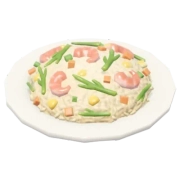 Arroz Frito com Camarão e Aspargo-do-Mar